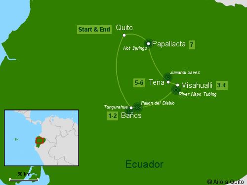 Traveling Classroom Map: Andes-Amazon Jungle Tour 7 Days