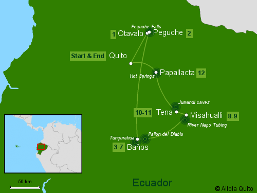 Traveling Classroom Map: Andes-Amazon Jungle Tour 12 Days