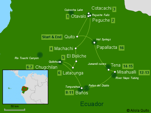 Traveling Classroom Map: Experience Ecuador Tour 16 Days